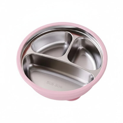 Plato hondo Infantil de Acero Inoxidable con Ventosa Antideslizante | Libre de Plásticos | Resistente a Caídas