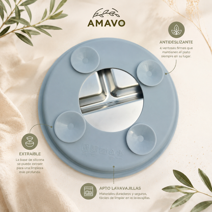 Diseño inferior con ventosas antideslizantes en superficies lisas apto para lavavajillas.