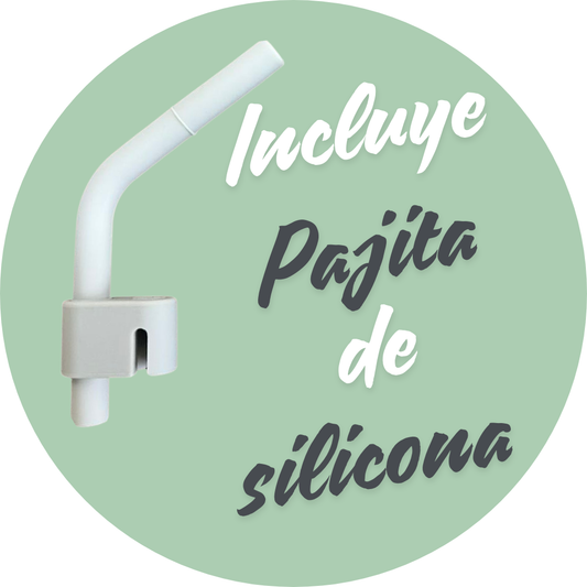 Pajita silicona alimentaria bebé con base adaptable — incluida en set BLW Amavo Colección Semilla, libre de BPA