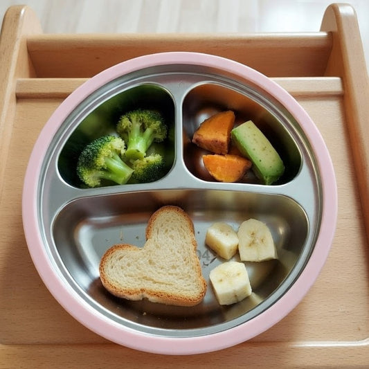 Plato de acero inoxidable para bebé con ventosa  BLW seguro
