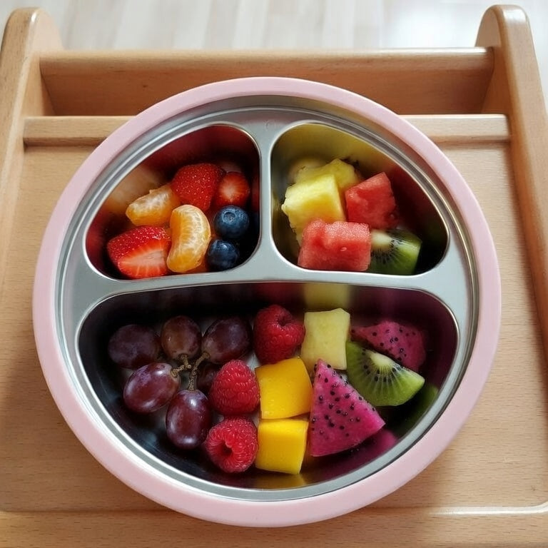 Plato de acero inoxidable para bebé con ventosa |BLW seguro